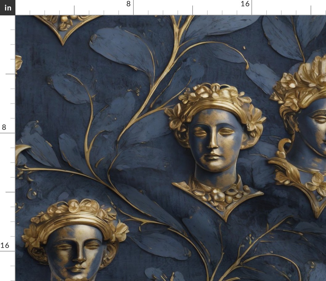 Lavish Low Relief Portraits on Blue