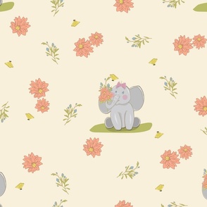 Larger Girl Elephant With Flowers Girl Room Decor Baby Sheets Baby Blanket Animal Pattern