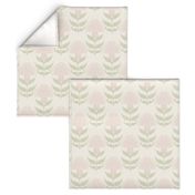 Aurelia Floral Creme lightest pink Leaf green