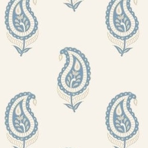Zoey Paisley Creme Muted blue tan