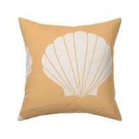 (L) Scallop Shell Seashells on Warm Honey Yellow