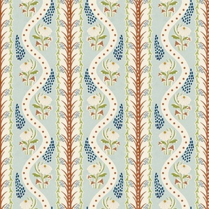 The Enchanted Forest Path, Antique Blue, 12x5.96in repeat scale