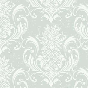 pineapple damask - light grey and white