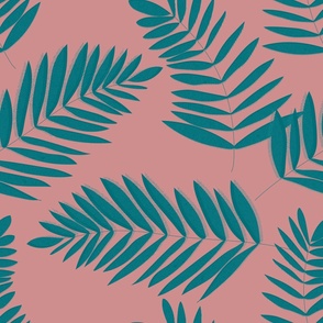 Palm Leaves with Texture on Pink 