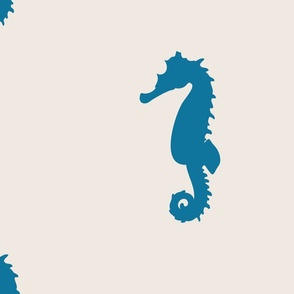 (L) Seahorse With a Curly Tail in Teal Blue