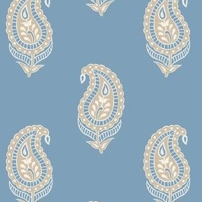 Zoey Paisley Muted Blue Tan creme 