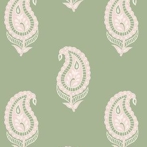 Zoey Paisley Pale Pink Sage green