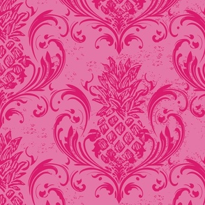 pineapple damask - hot pink on pink