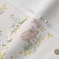 (S) Sweet Little Country Farm Toile de Jouy - Multi-Color