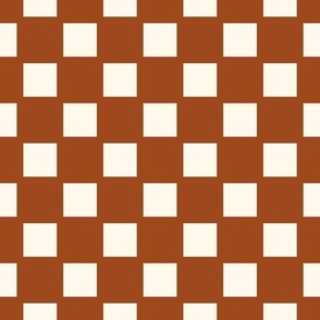 Cinnamon brown check - Kitsch Christmas Ichimatsu checker - chocolate brown