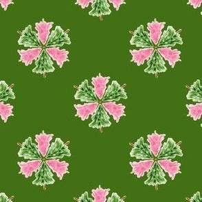 Christmas Trees on modern bright green - kitsch watercolor trees in pink and green