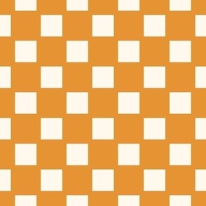 Yellow check - Kitsch Christmas Ichimatsu checker - marigold orange