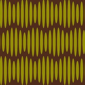 Whimsical Waves // large print // Boho Olive Green Textured Wavy Horizontal Stripes on Dark Brown