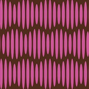 Whimsical Waves // large print // Boho Hot Pink Textured Wavy Horizontal Stripes on Dark Brown