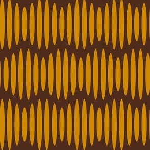 Whimsical Waves // large print // Boho Golden Yellow Textured Wavy Horizontal Stripes on Dark Brown