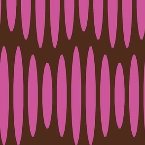 Whimsical Waves // x-large print // Boho Hot Pink Textured Wavy Horizontal Stripes on Dark Brown