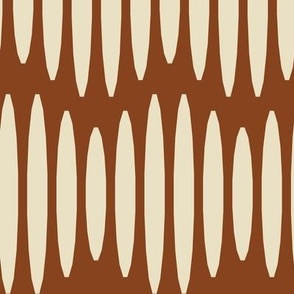 Whimsical Waves // x-large print // Boho Creamy White Textured Wavy Horizontal Stripes on Chocolate Brown