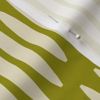 Whimsical Waves // x-large print // Boho Creamy White Textured Wavy Horizontal Stripes on Olive Green