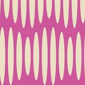 Whimsical Waves // x-large print // Boho Creamy White Textured Wavy Horizontal Stripes on Hot Pink