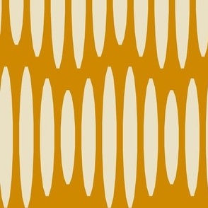 Whimsical Waves // x-large print // Boho Creamy White Textured Wavy Horizontal Stripes on Golden Yellow