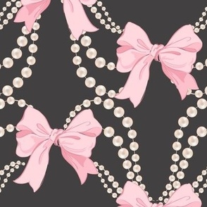 Pearly Pink Bows on soft black