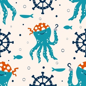 Pirate Octopus white turquoise
