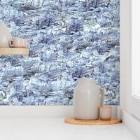 Large Geological stone abstract with faux woven texture pale blue and white hues with a touch of black