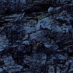 Large Geological stone moody abstract with faux woven texture blue hues with a touch of black