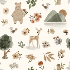 Woodland Meadows / Cream / Large