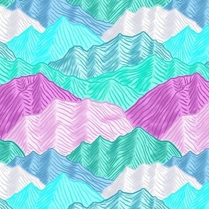 M - Endless Mountains - Turquoise, Blue, Green, Purple
