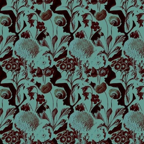Floral Collage, green tint 