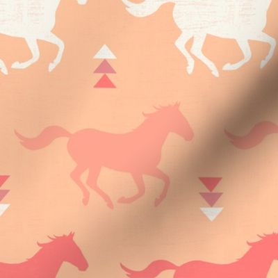 Running Horses Silhouette in Coral Pink/ Peach Fuzz (M)