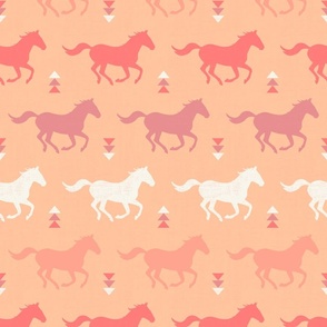 Running Horses Silhouette in Coral Pink/ Peach Fuzz (M)