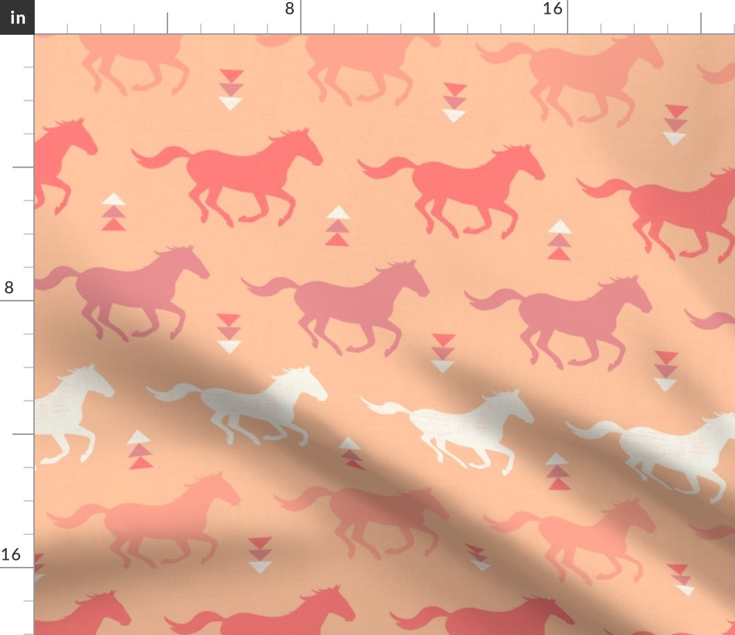 Running Horses Silhouette in Coral Pink/ Peach Fuzz (M)