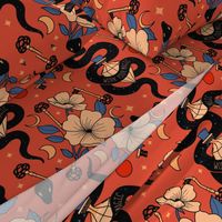 Witchy Snake Seamless Pattern - color 1