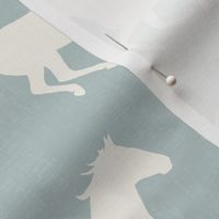 Running Horses Silhouette in Off White/ Blue (M)