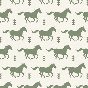 Running Horses Silhouette Rainbow in Forest Green/ Off White (M)