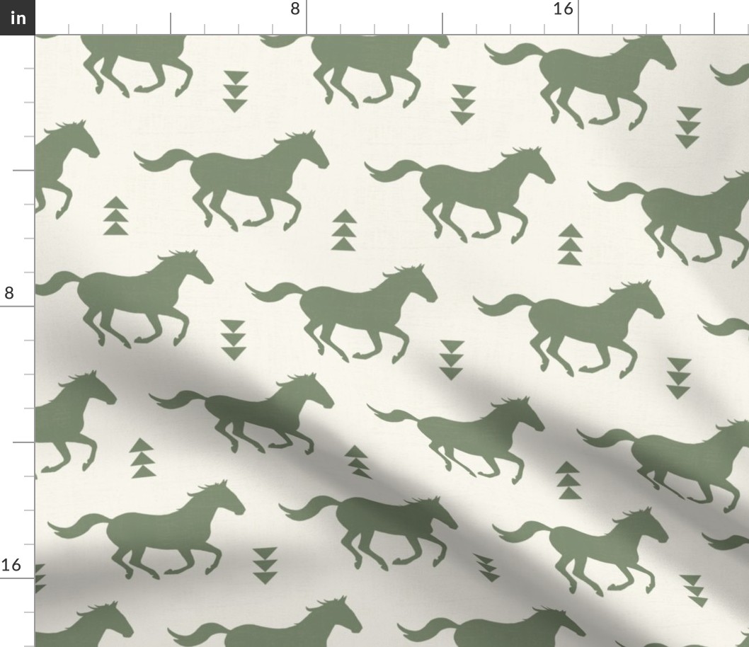 Running Horses Silhouette Rainbow in Forest Green/ Off White (M)