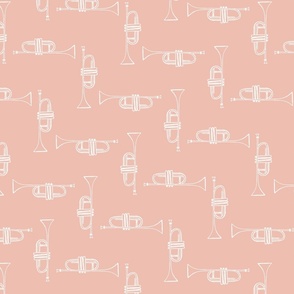 Music Room - trumpets on pale pink 