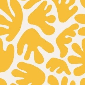 Small - bright yellow organic beach shapes, playful sunny hand drawn  abstract shapes
