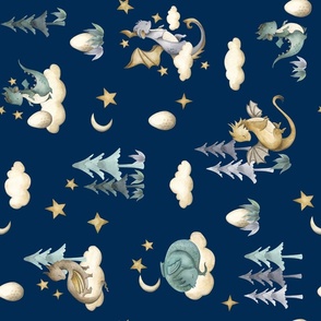 Dragons / Little Baby Dragons / Midnight Blue Rotated