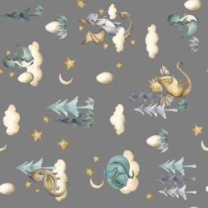 Dragons / Little Baby Dragons / Gray Rotated