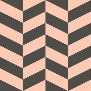 Sweet-kitschy-soft-pastel-salmon-pink-and-dark-reddish-brown-chevron-zigzag-XL-jumbo