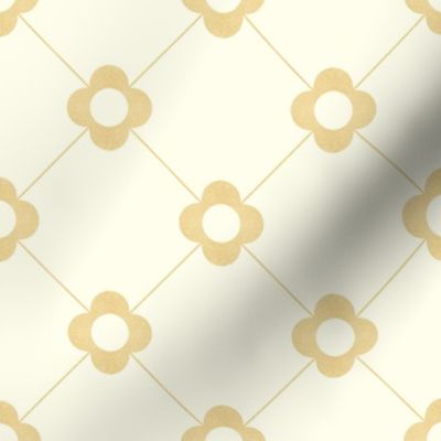 Hamptons Home Flower Argyle - yellow gold and cream, small 