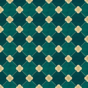 Hamptons Home Flower Argyle - jade green and gold, small 