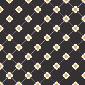 Hamptons Home Flower Argyle - cream daisies on charcoal, small 