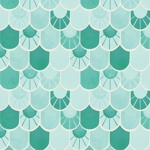 Mosaic Tiles - Teal Green (Tiny  Scale)