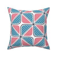 Geometrical triangles blue and red - home decor - bedding - wallpaper - curtains - minimalist.