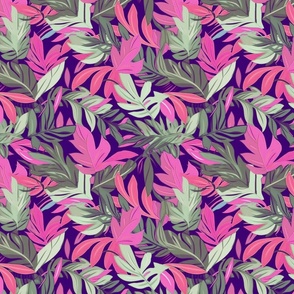 Tropical leaves summer vibe magenta brown