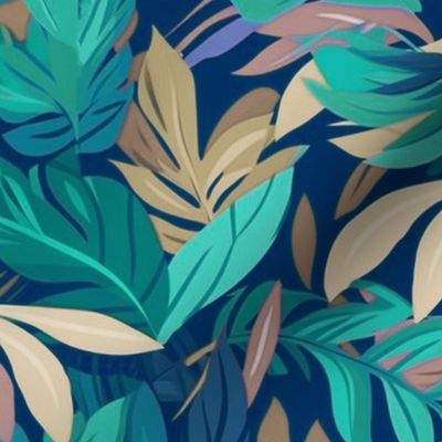 Tropical leaves summer vibe  green brown